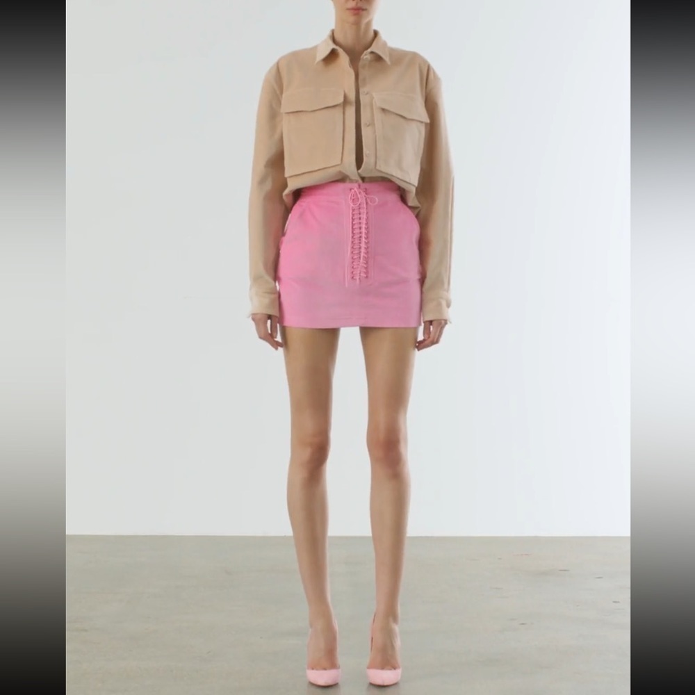 Alex Perry Rowan Glitter Corduroy Eyelet Mini Skirt Lilac Sz 8 — image 4 of 8